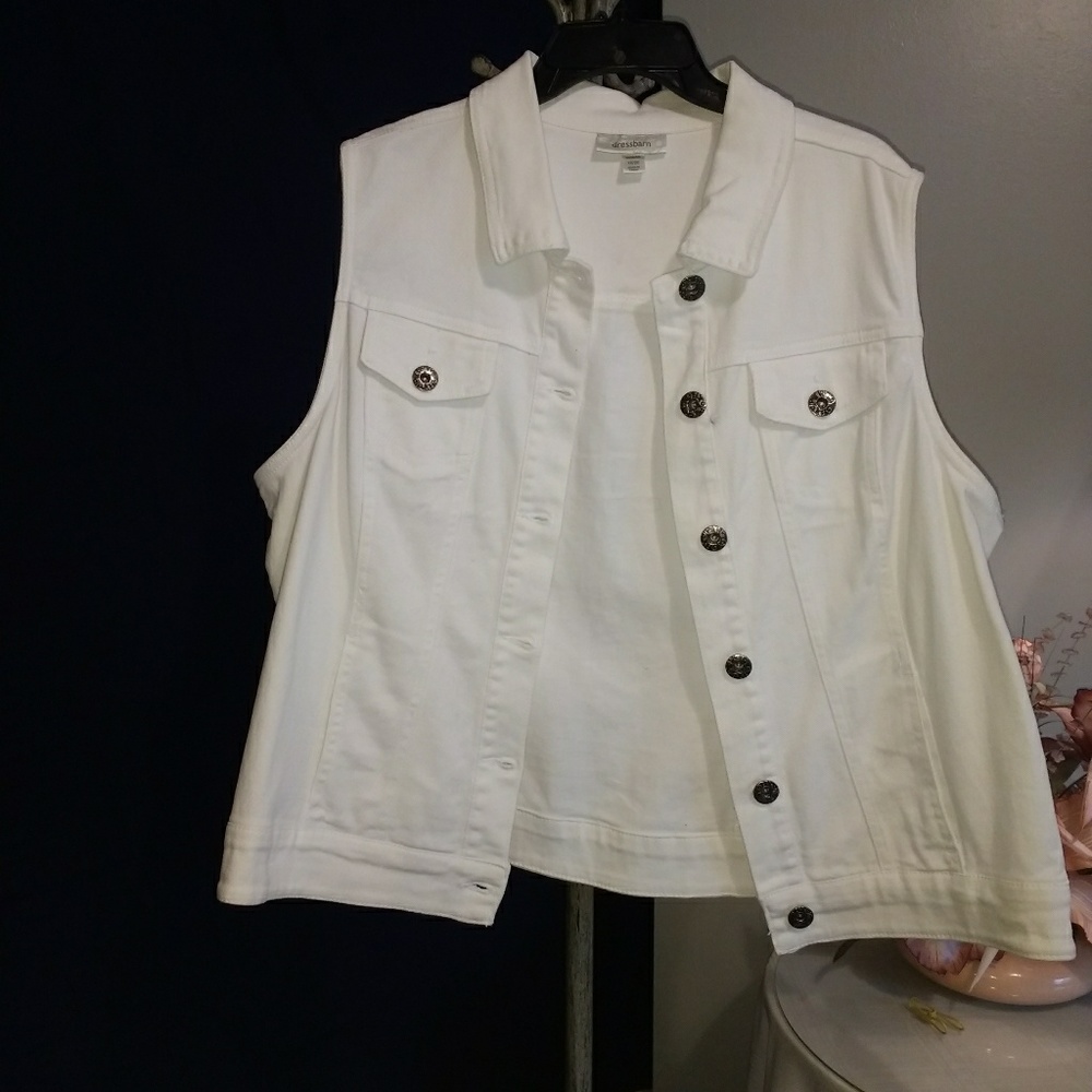 White jean vest