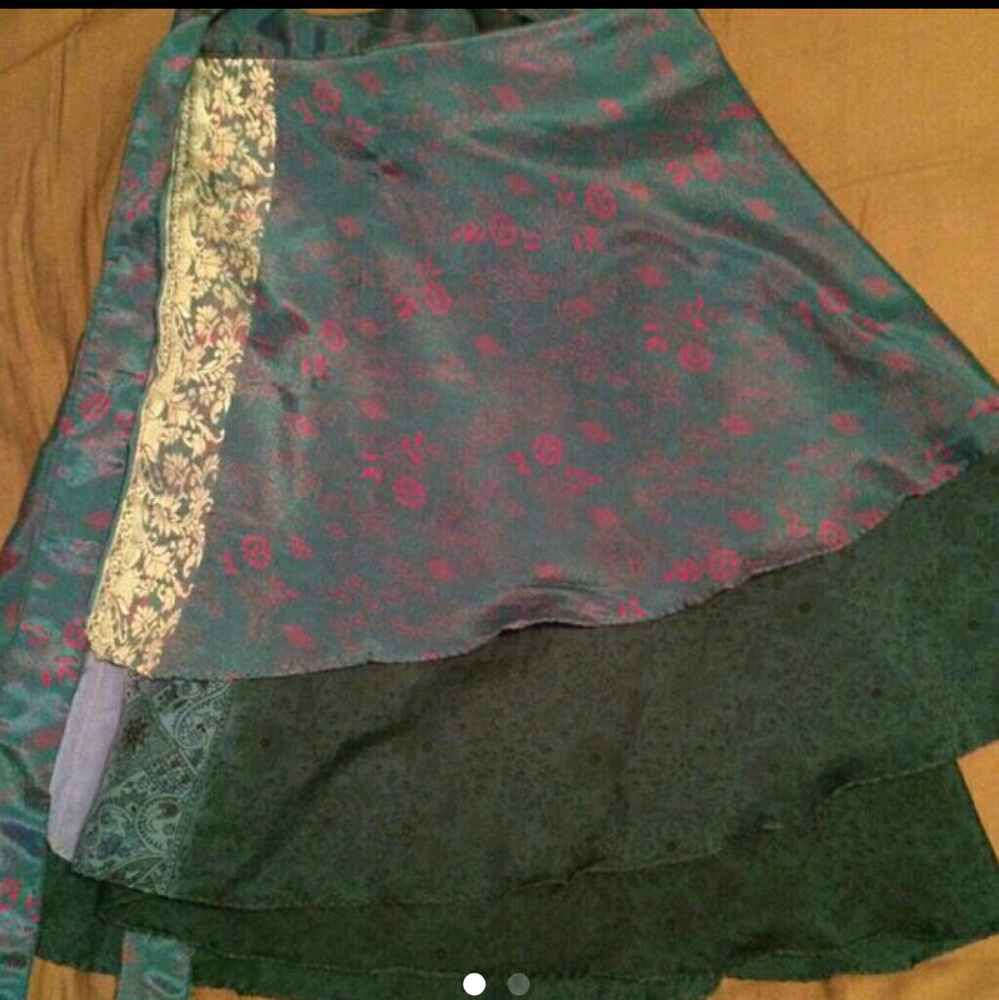 Blue Floral Wrap Skirt Bohemian