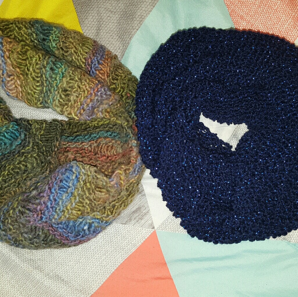 2 home knit infinity scarves