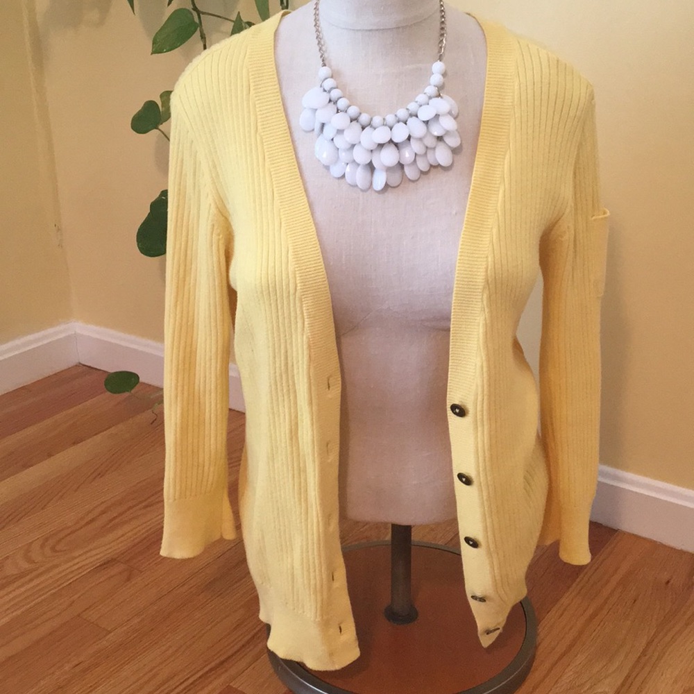 Yellow cardigan