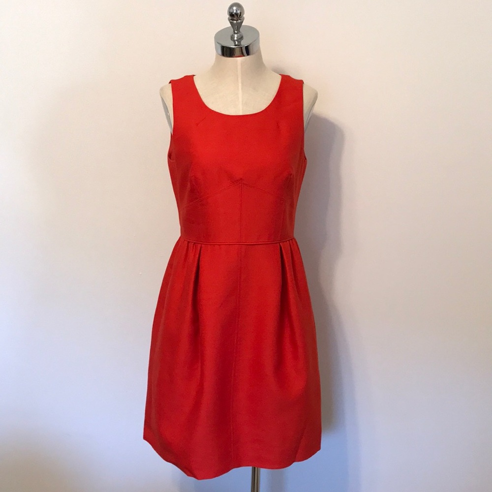 J. crew red wool dress with side pockets
