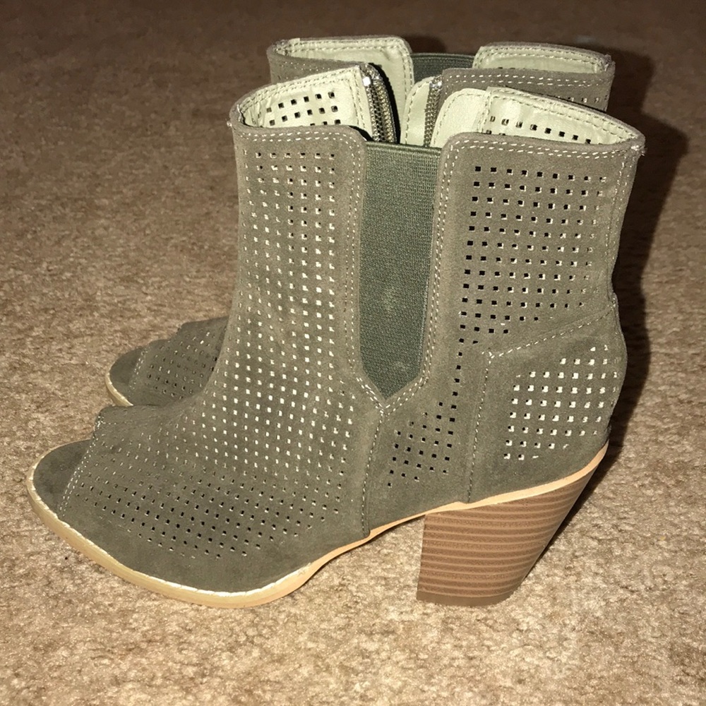 Green peep toe booties