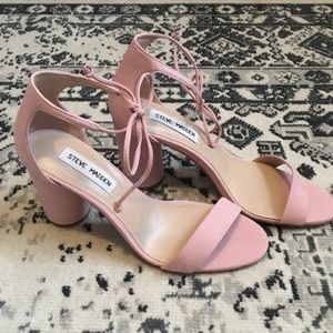 Steve Madden Pink Suede Open Toe Heels