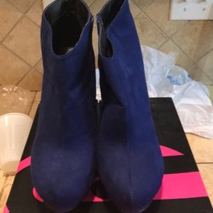 Cane Blue Suede ankle bootie