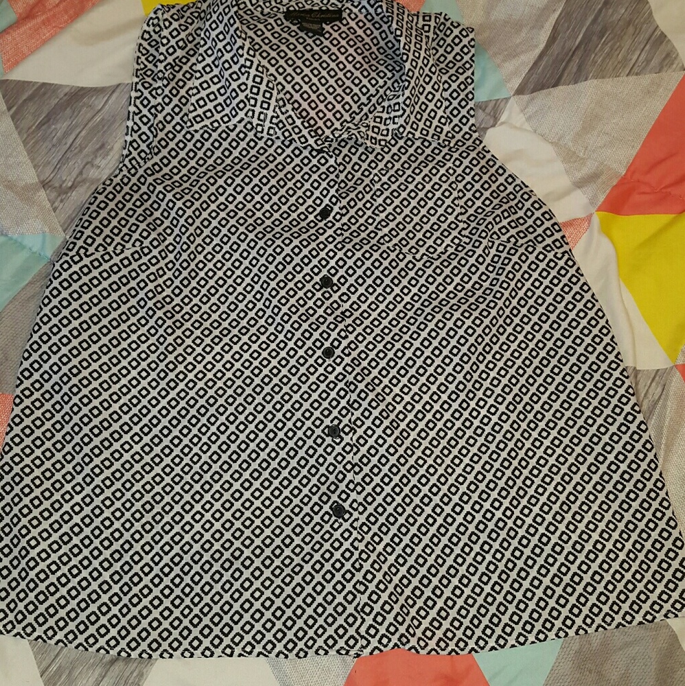 1x black and white tank top blouse