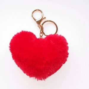 Pom Pom Heart Shaped key chain/purse clip