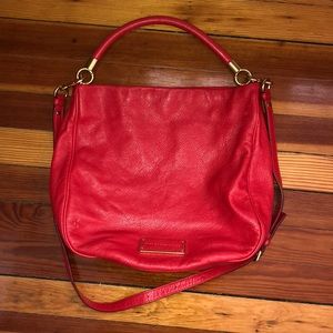 Marc Jacobs Red Leather Hobo Shoulder Bag
