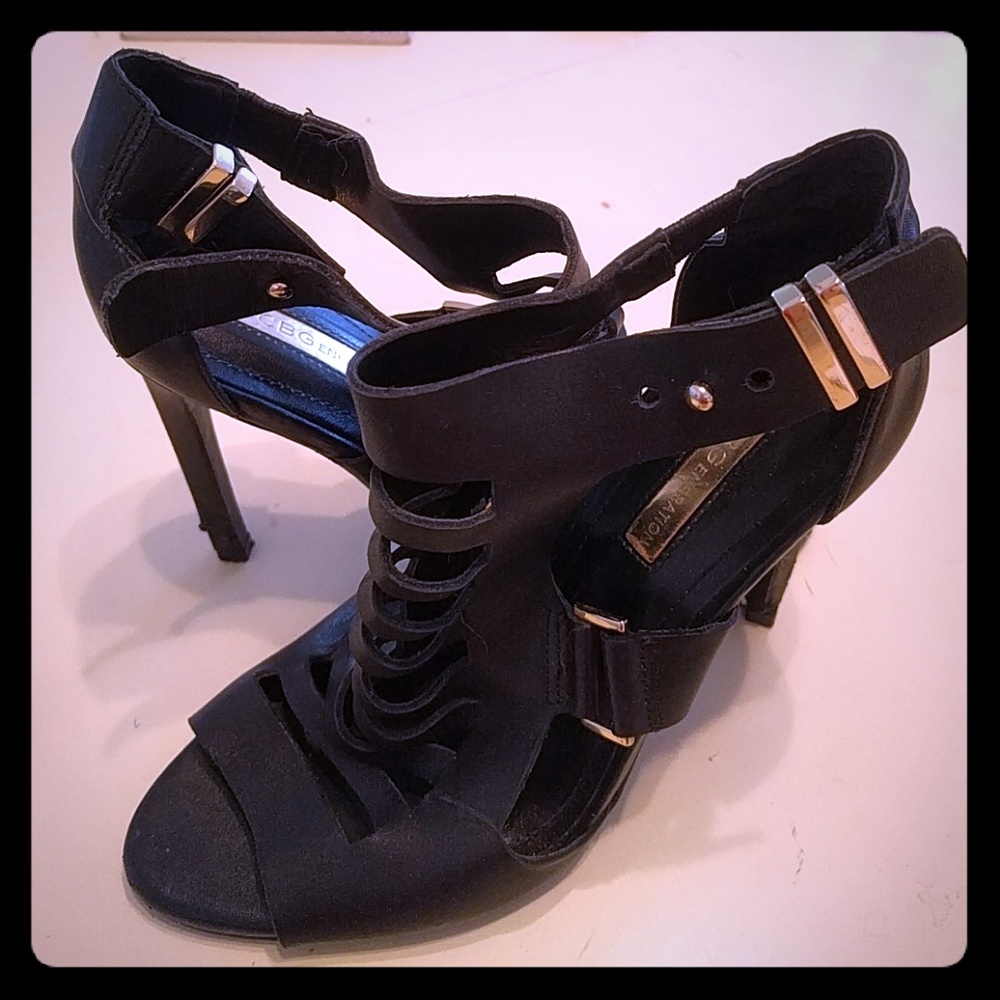 BCBGeneration spike peekaboo heels; size 7