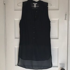 Black sleeveless chiffon and poly btn up tunic H&M