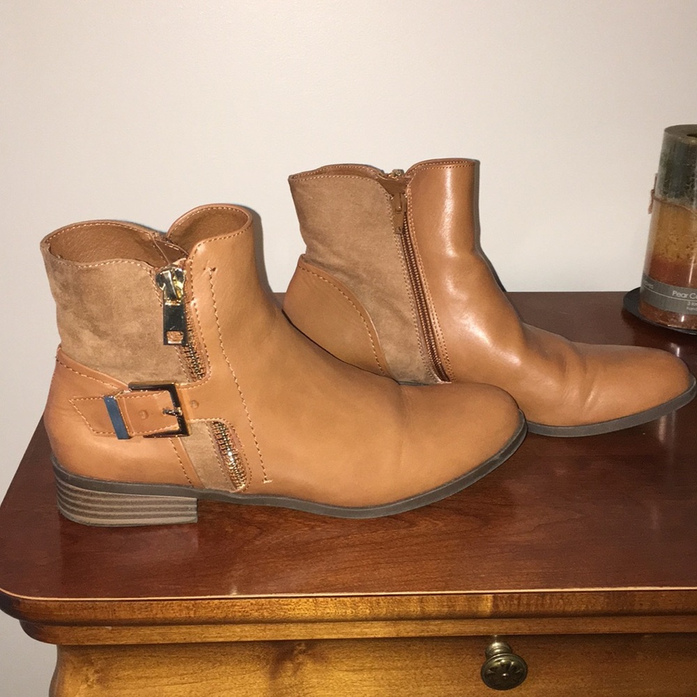 APT 9 Brown Buckle Booties