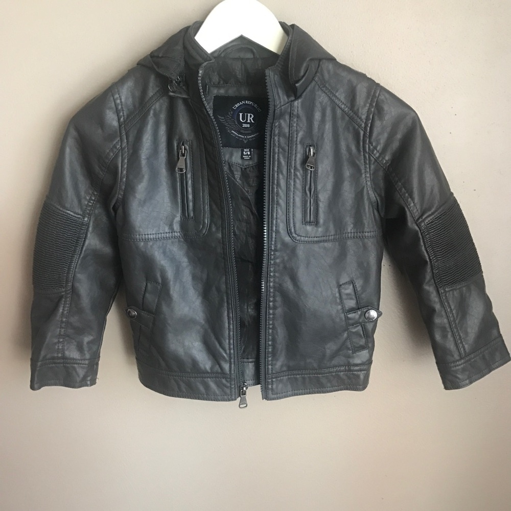[Urban Republic] Boys Charcoal Grey Leather Jacket