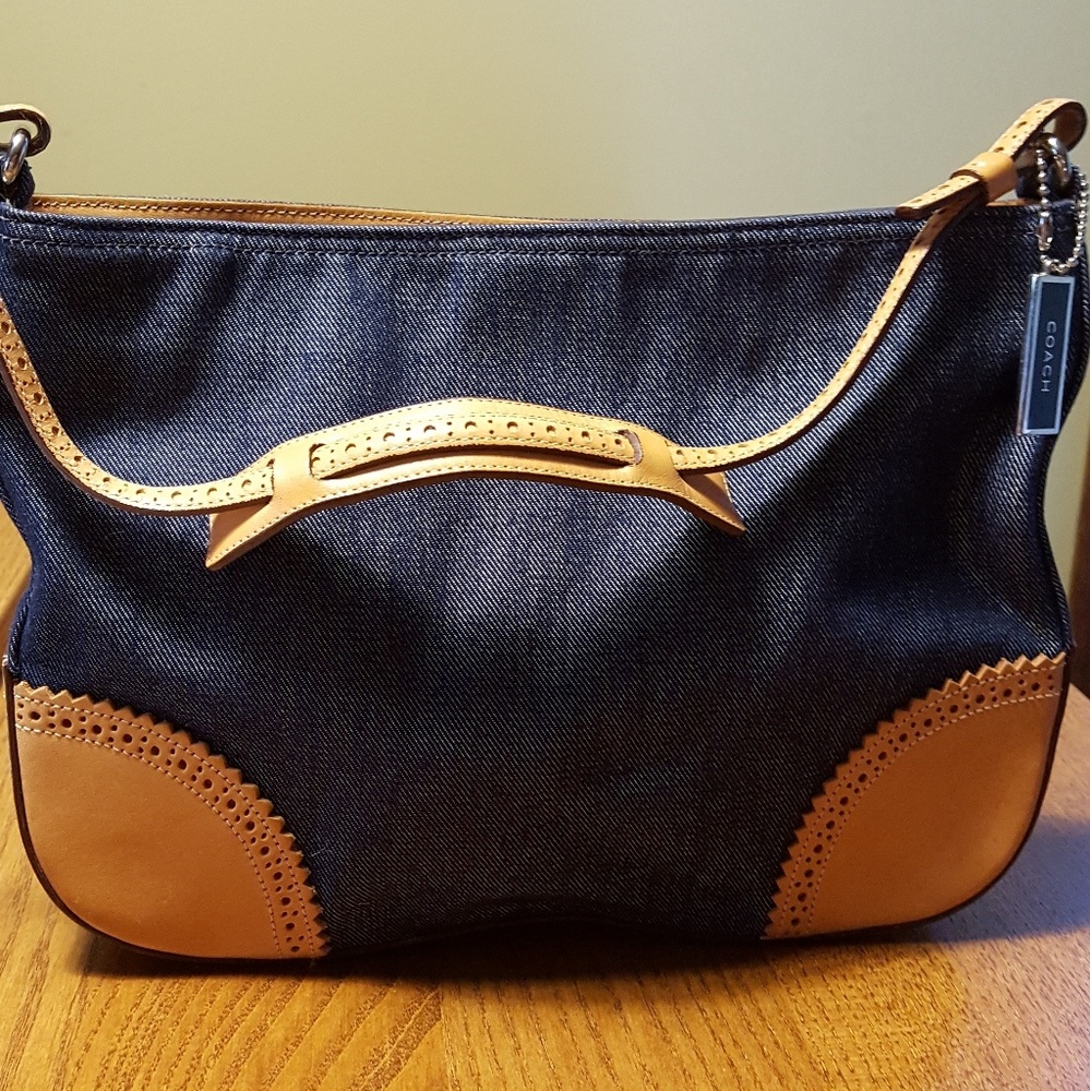 Vintage Coach purse - denim&leather SALE