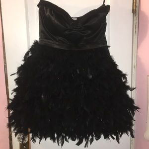 Feather faux leather semi-formal dress