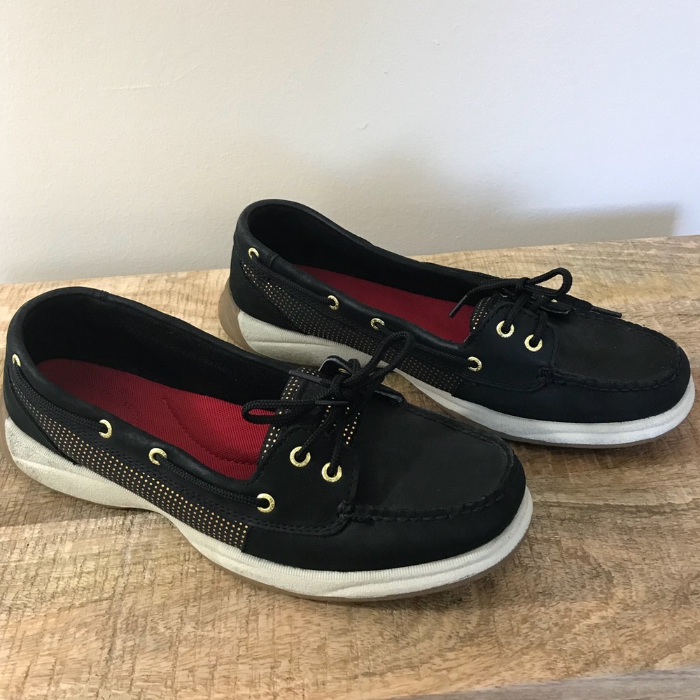 Sperry Navy Blue and Gold Boat Shoes Size 11