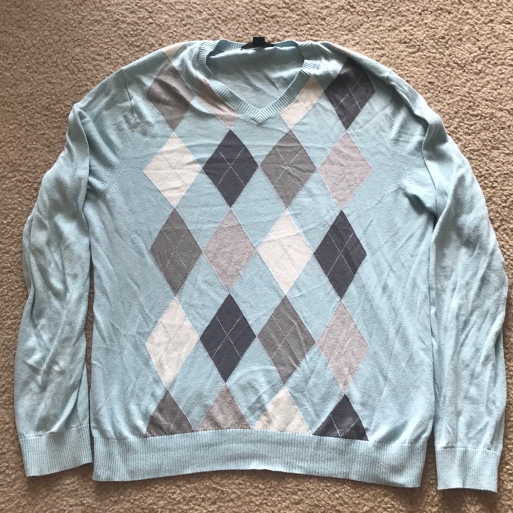 Baby blue argyle banana republic sweater