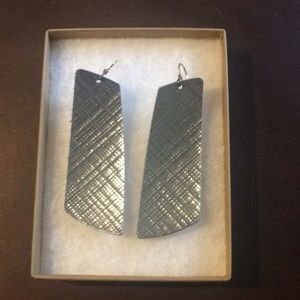 Nickel and Suede Etched Silver Leather Earrings