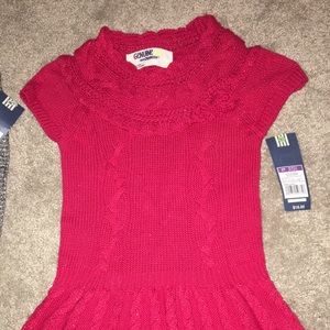 2T red sparkle knit dress