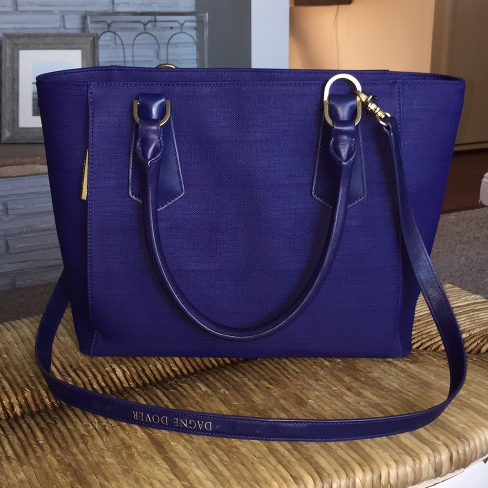 Dagne Dover Classic Tote in Blue Coated Canvas