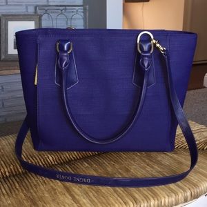 Dagne Dover Classic Tote in Blue Coated Canvas