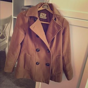 tan/camel pea coat, with detachable hood!!