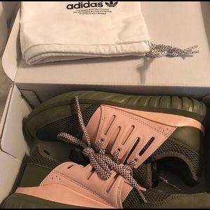 6.5 custom Adidas olive and pink!