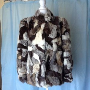 Vintage Dyed rabbit fur jacket sz L