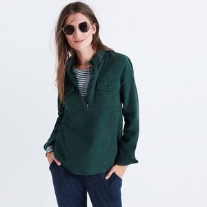 Madewell Forest Green Zip-Up Popover Shirt