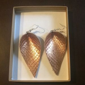 Leather Leaf Earrings "Copper"