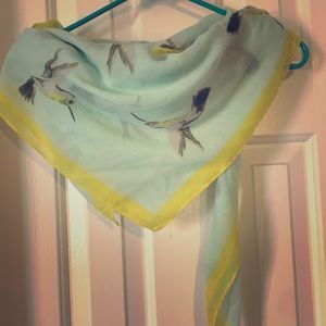 Mint green hummingbird large sheer scarf