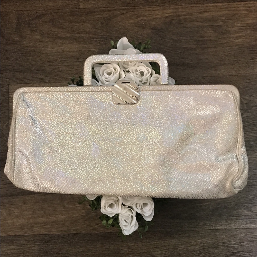 Lodis Large Silver Sparkle Clutch Handbag 👜