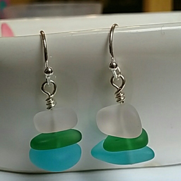 Pastel Colored Sea Glass Earrings - Picture 1 of 6