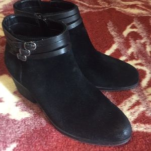 Clarks black suede booties