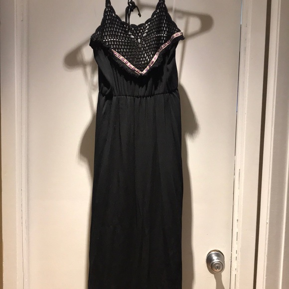 Crochet Top Black Maxi Dress - Picture 2 of 3