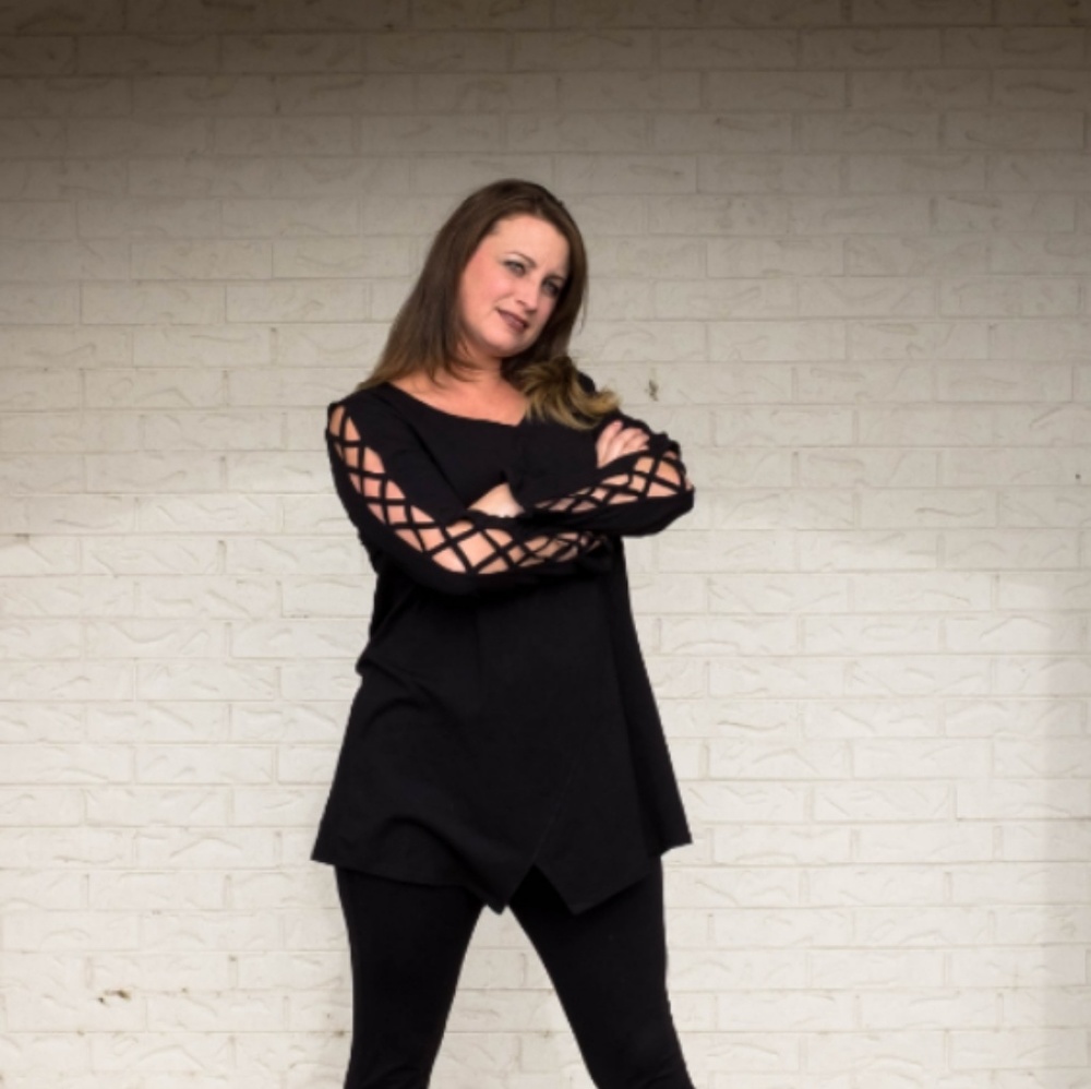 Black Criss Cross Long Sleeve Top