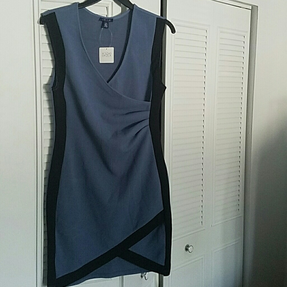 Blue and black dress