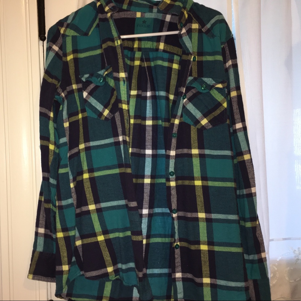 NOLLIE teal flannel size L no flaws warm & cozy.