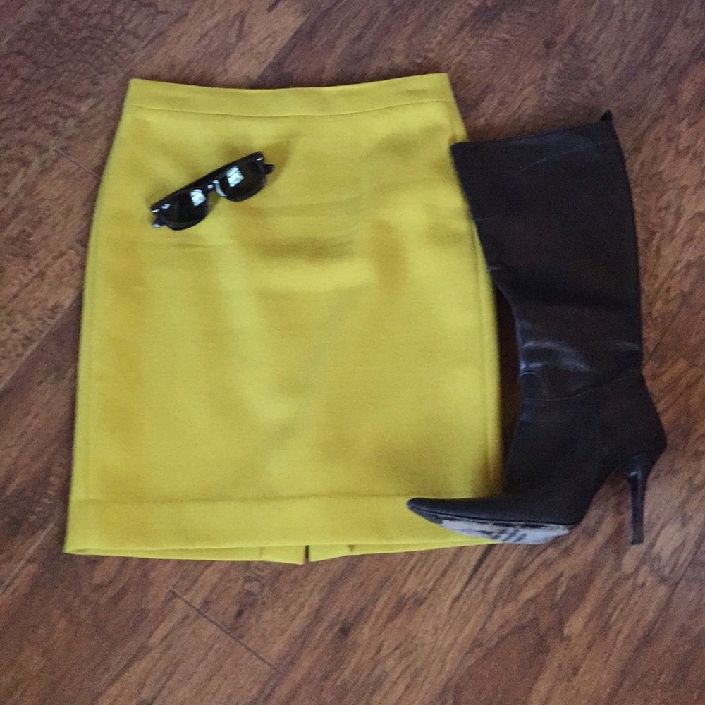 J. Crew No. 2 Pencil Skirt in Mustard/Gold