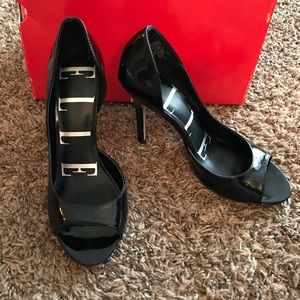 Elle Peep toe black heels size 8.5