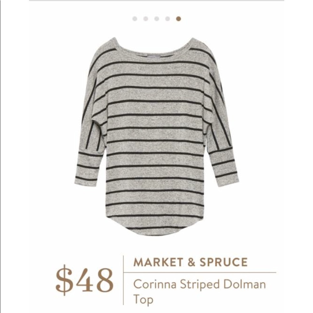 Market and spruce black and gray striped tee