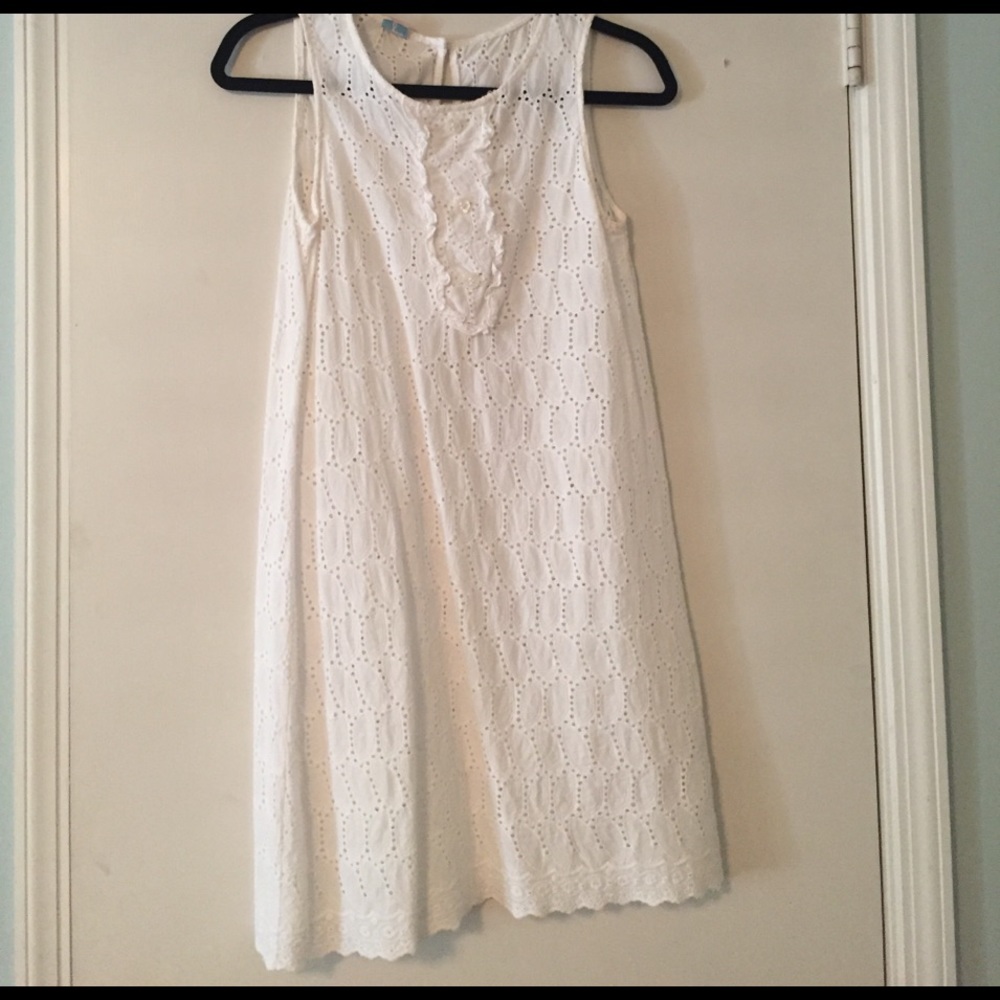 Aqua white eyelet shift dress