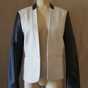 H&M Faux Leather Sleeve Blazer