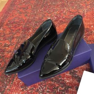 Stuart Weitzman Patent Black Leather Loafers