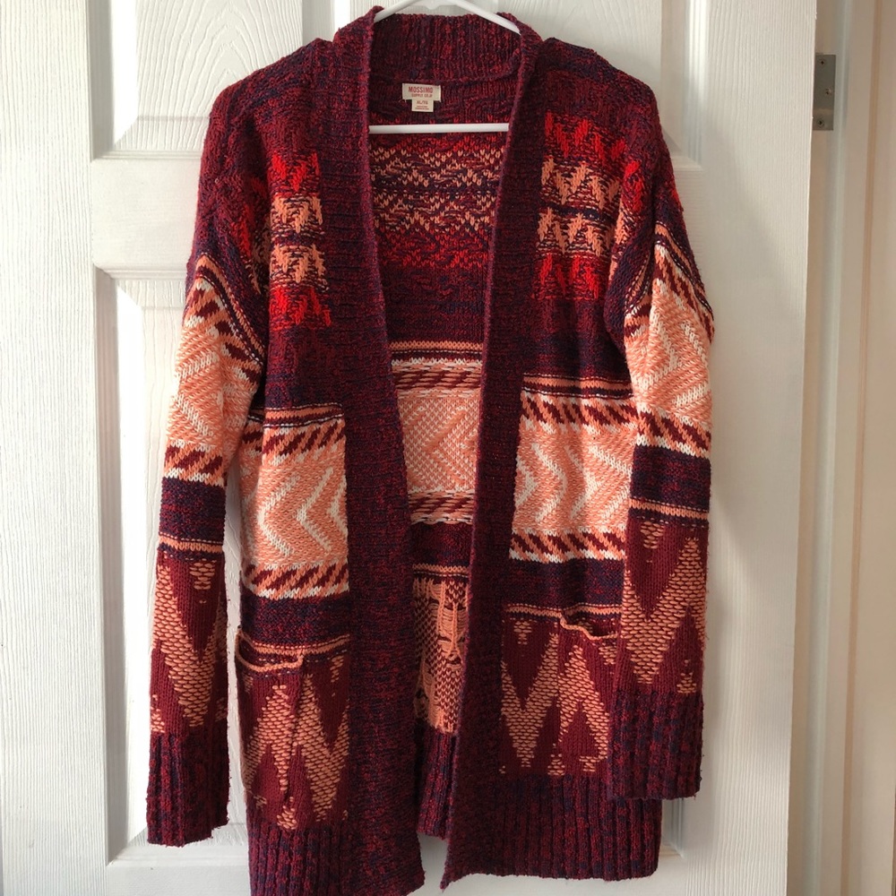 Red and pink cardigan