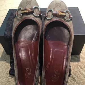 Gucci Canvas / Leather Logo Ballet Flat sz 11