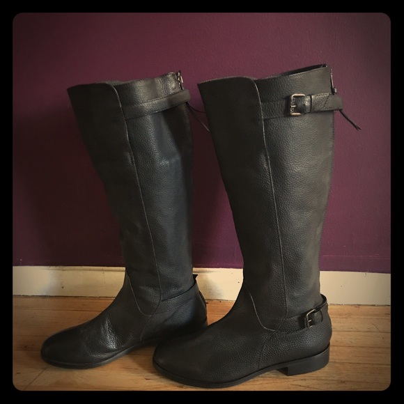 J Crew riding boots- black leather- 9.5 - Picture 1 of 5
