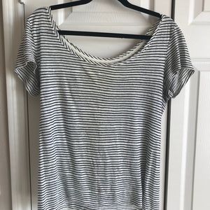 Loft Black and White Striped Top