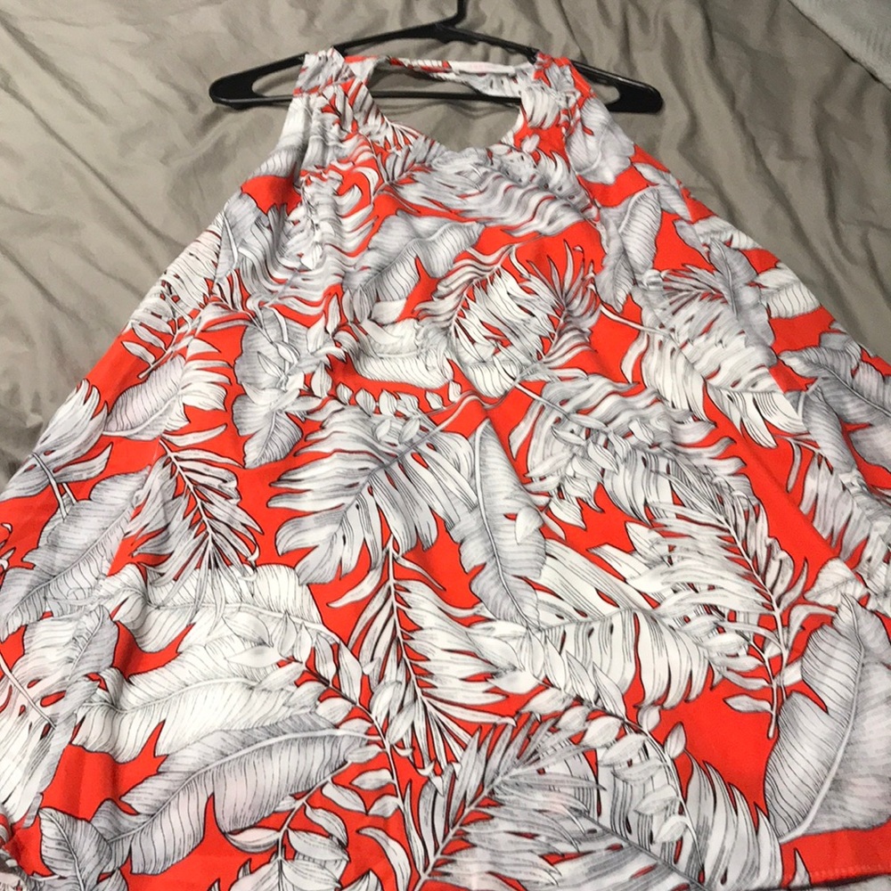 Coral and white floral dress