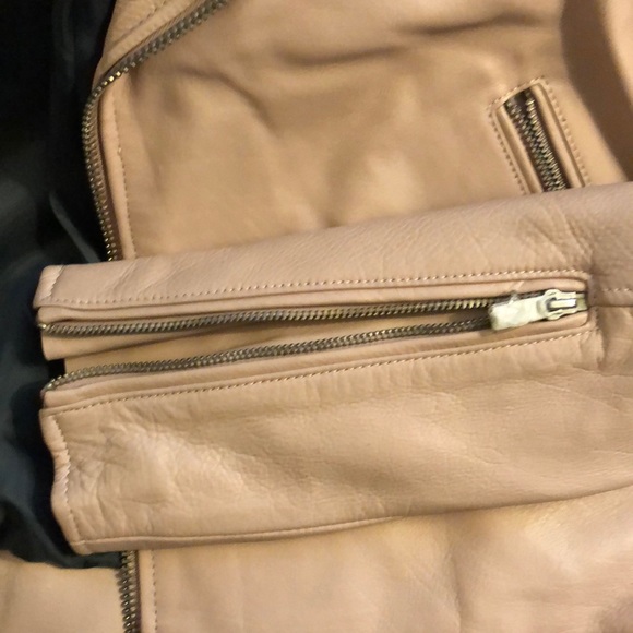 New BLK DNM pink leather Moto jacket s small blush - Picture 5 of 8