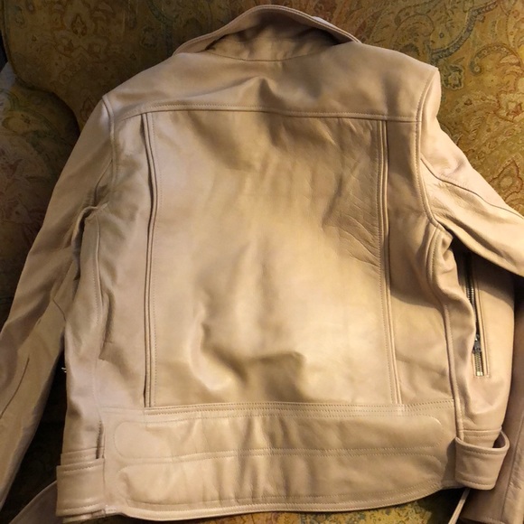 New BLK DNM pink leather Moto jacket s small blush - Picture 6 of 8