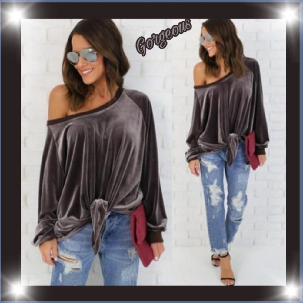 Coming Soon Gorgeous Velvet off shoulder blouse